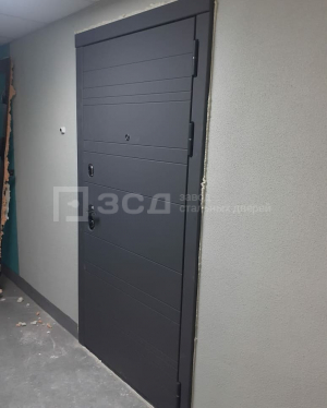 Красивая металлическая дверь в квартиру крашенная под бетон (графит)